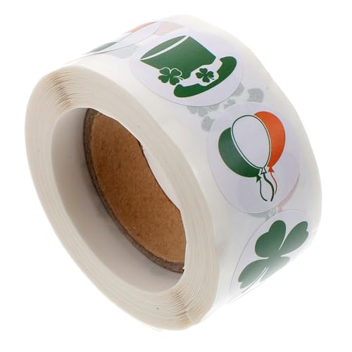 BESTonZON Rolle mit Selbstklebenden Aufklebern Zum St. Patrick's Day 2 5 cm Kleeblatt-versiegelungsetiketten Irische Dekorative Aufkleber Selbstklebendes Papier Festlich von BESTonZON