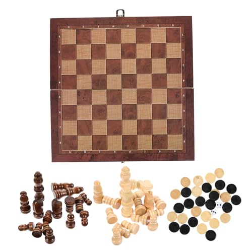 BESTonZON 1 Satz 3 1 Internationales Schach Schachspiel Aus Holz Pädagogisches Pädagogisches Schachspielzeug 3 in 1 Brettschach 3 in 1 Schachspiel Schach Brown Hölzern von BESTonZON