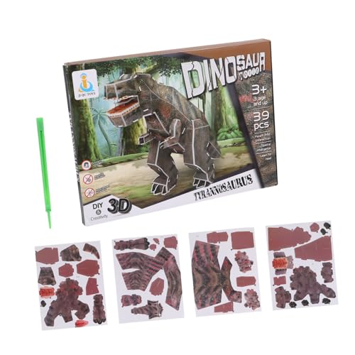 BESTonZON 1 Satz 39 Dinosaurier-Puzzle Montagerätsel 3D-tierpuzzle Puzzle-Spielzeug Für Kinder DIY Puzzles Puzzlespiele Stapeln Lernspielzeug Puzzles Spielzeug Stapeln Papier Brown von BESTonZON