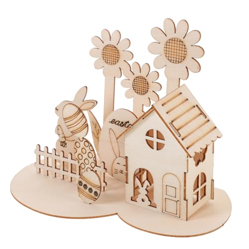 BESTonZON 1 Satz 3D-Puzzle-Kaninchen Mini-Hasenfiguren Tischdekoration zu Ostern zierleisten Holz Puzzlematte Osterspielzeug-Puzzle Holzpuzzles für Kleinkinder Esstisch Ornamente Puppe Eier von BESTonZON