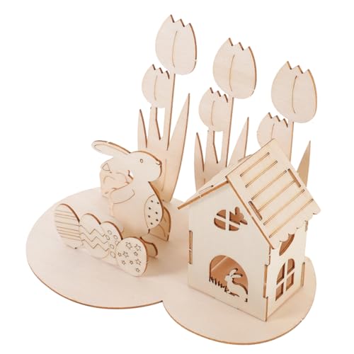 BESTonZON 1 Satz 3D-Puzzle-Kaninchen Osterhasen-Puzzle 3D-Kaninchen-Puzzle schreibtischdeko Schreibtisch Dekoration Puzzlematte Spielzeug Holzpuzzles für Kleinkinder Cartoon-Holzpuzzle Eier von BESTonZON