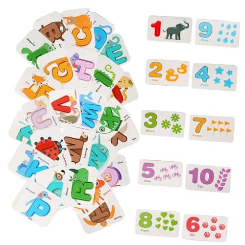 BESTonZON 1 Satz Alphanumerische Kartenwörter Rechtschreibspielzeug Lernwerkzeug Kinder Lernspielzeug Buchstabenpuzzle Rechtschreibkarte Alphabet Rechtschreibspiele Erkennungskarte Holz von BESTonZON