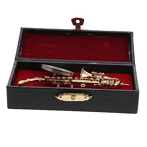 BESTonZON 1 Satz Alt-Saxophon Mini-Saxophon-Spielzeug Sammlung Von Mini-musikinstrumenten Miniaturspielzeug Miniatur-saxophonfigur Möbelzubehör Desktop-Saxophon-Ornament Metall Golden von BESTonZON