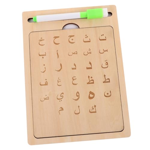 BESTonZON 1 Satz Arabischer Schreibblock Lerntafel Alphabetverfolgung Alphabet-nachzeichnungsset Arabisches Alphabet Aus Holz Gerillte Handschriftübungen Für Kinder Hölzern Beige von BESTonZON