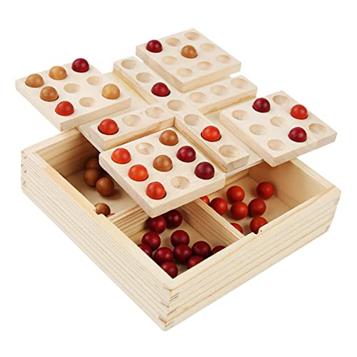 BESTonZON 1 Satz Backgammon Drehen Schachspiel Gehen Intelligentes Logikspiel Lustiges Brettspiel Kinder Spielset Denkspiel Kinderschach Vintage Brettspiele Drehbares Schachspiel Holz von BESTonZON