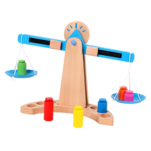 BESTonZON 1 Satz Balance Schmusespielzeug Pädagogisches Spielzeug Lernspielzeug Puzzle-Spielzeug Maßstabsgetreues Spielzeug Balkenwaage Spielzeug Für Kinder Waage Spielzeug Blue Hölzern von BESTonZON