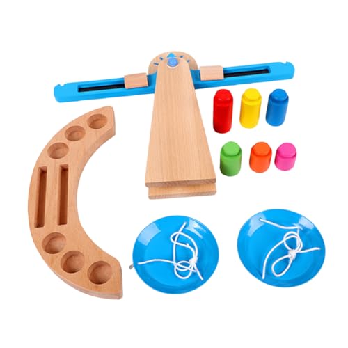 BESTonZON 1 Satz Balance Waage Spielzeug pädagogisches Spielzeug für Kinder Puzzle-Spielzeug kinderspielzeug Kinder Spielzeug Lernspielzeug aus Holz Spielzeug im Holzmaßstab hölzern Blue von BESTonZON