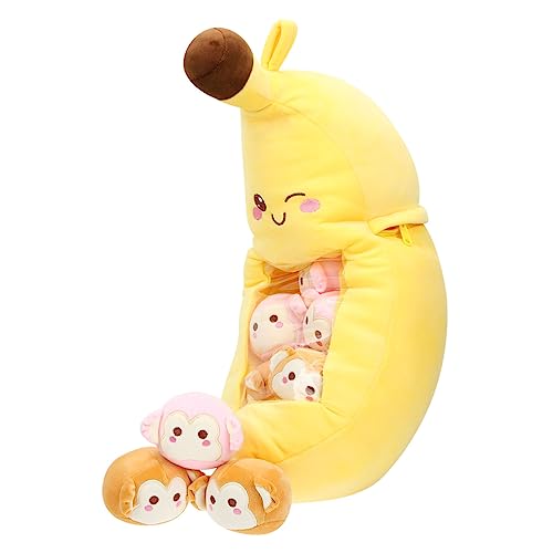 BESTonZON 1 Satz Bananenkissen Kopfkissen Stofftier Für Gefülltes Bananenplüschtier Flauschige Kuscheltiere Fruchtkissen Fruchtplüsch Plüsch Gefüllt Für Mädchen Yellow Kurzer Plüsch von BESTonZON