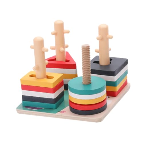 BESTonZON 1 Satz Bauernhof Tier-Set-säule Kognitive Spielsachen Holzbaustein Frühpädagogisches Angebot Colorful Hölzern von BESTonZON