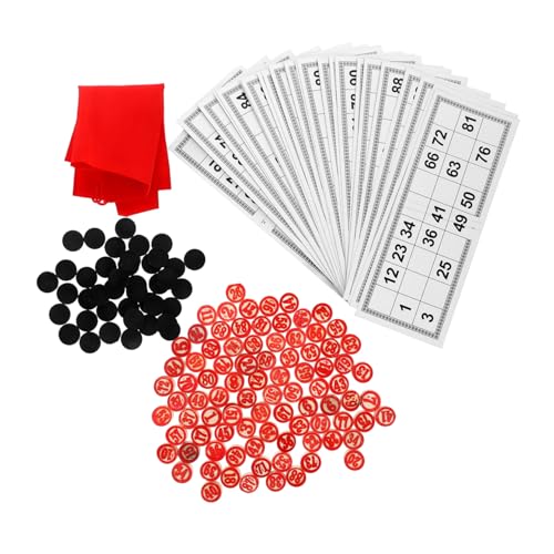 BESTonZON 1 Satz Bingo-Zahlenschach Spiele Bretter Kette Jumbo brettspiel gesellschaftsspiel familienspiel Bingo Mini Schach lustige Bingokarten interessantes Bingospiel Holz rot von BESTonZON