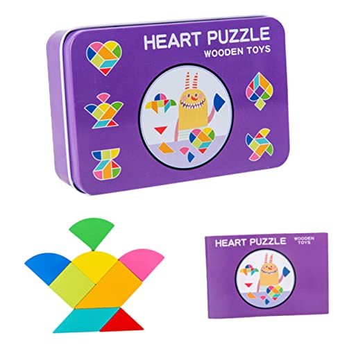 BESTonZON 1 Satz Blechpuzzle Aus Holz Kinderzubehör Puzzle Mit Geometrischer Form Tangram Aus Holz Pädagogisches Tangram Violett Hölzern von BESTonZON