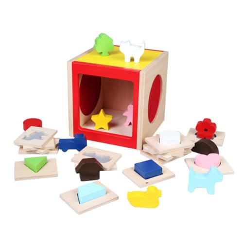 BESTonZON 1 Satz Blindzauber-Touchbox Tierspielzeug Form-Puzzle-Spiel Bausteinspielzeug Pädagogisches Spielzeug kinderspielzeug Geburtstagsgeschenk für Kinder blindes Berührungsspiel Holz von BESTonZON