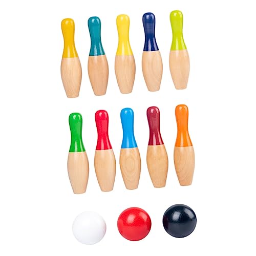 BESTonZON 1 Satz Bowlingkugel aus Holz Bowling für Kinder Spielzeug für draußen Kinder Bowling Set Kinder holzspielzeug Indoor-Outdoor-Spiele dekoratives Bowling-Modell hölzern Colorful von BESTonZON