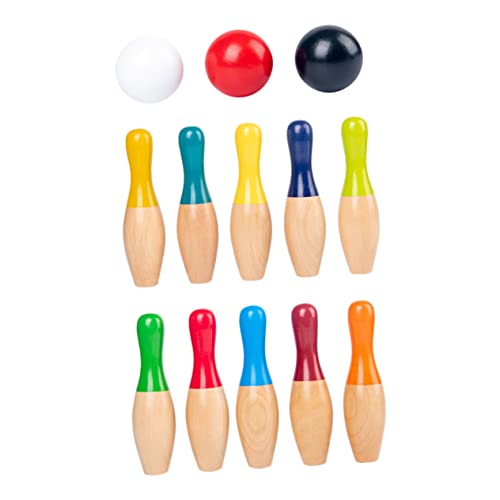 BESTonZON 1 Satz Bowlingkugel aus Holz Mini-Hausaccessoire Interaktives Eltern-Kind-Spielzeug Kinder Bowling Set Kinder holzspielzeug Bowling-Spielzeug Bowlingkugeln Spielversorgung hölzern von BESTonZON