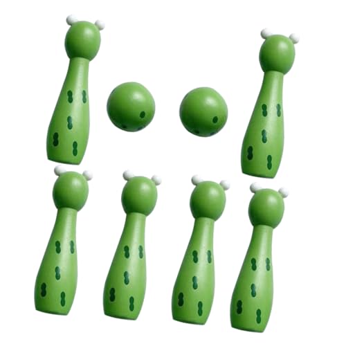 BESTonZON 1 Satz Bowlingspielzeug Für Kinder Bowlingspiel Für Kleinkinder Kleine Bowlingkegel Lern-bowlingspiel Bowling-Spielzeug Für Die Familie Bowlingspiel Für Kinder Buche Green von BESTonZON