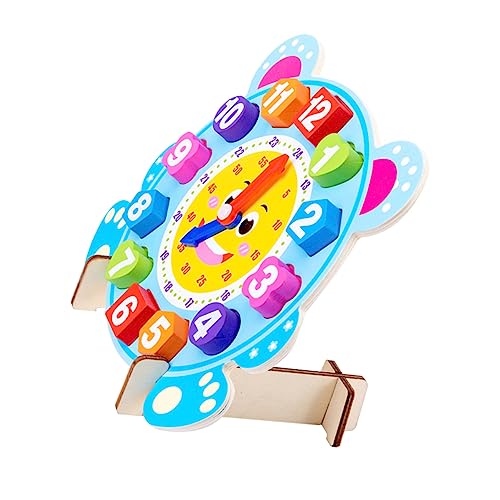 BESTonZON 1 Satz Cartoon-Uhr kinderlernuhren Kinder Puzzle zeituhr Kinder Cartoon Uhr Kinder laubsäge pädagogisches Spielzeug Uhr Spielzeug Zahlenspielzeug Lehrmittel Lernspielzeug Holz Blue von BESTonZON