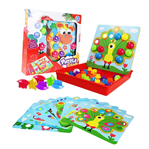 BESTonZON 1 Satz DIY Spielzeug Für Kinder Steckbrett-Puzzle Frühes Lernspielzeug Pilz Nagelpuzzle Pilz-nagelbrett Tierisches Steckbrett Tierisches Steckpuzzle Puzzles Für Kinder Abs von BESTonZON