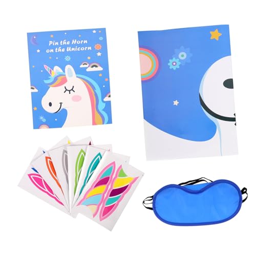 BESTonZON 1 Satz Einhorn-Aufkleber Pin The Horn-papierspiel Einhornspiele Für Kinderparty Sie Den Auf Das Spiel Aufkleber Für Einhorn-partyspiel- Spielsets Blue von BESTonZON