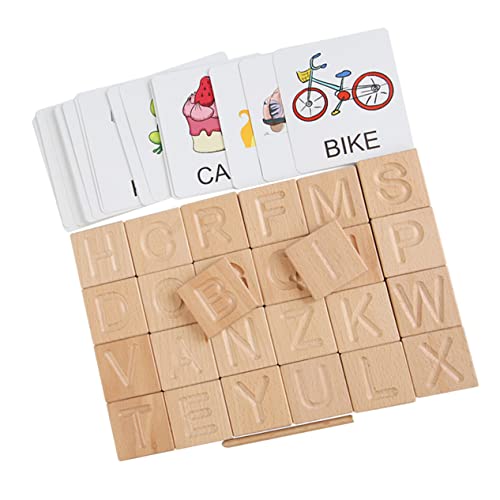 BESTonZON 1 Satz Englische Beschreibung Bausteine Montessori Lernspielzeug Alphabet Block Spielzeug Kinderspielzeug Alphabet Lernspielzeug Aufklärungsspielzeug Alphabet Lernkarten von BESTonZON