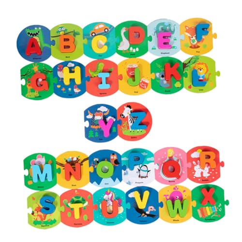 BESTonZON 1 Satz Englisches Alphabet Puzzle-Spielzeug ABC-Puzzle-Form Bunte Buchstaben Passende Spielzeug Buchstabenerkennungsspielzeug Alphabet-Spielzeug Kinderspielzeug Colorful Hölzern von BESTonZON