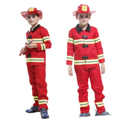 BESTonZON 1 Satz Feuerwehrkostüme für Kinder Cosplay-Feuerwehrkleidung Feuerwehrhose Kostüm feuerwehrmann verkleidung Kinder Feuerwehrmann Kostüm für Kinder Feuerwehr Cosplay Kostüm von BESTonZON