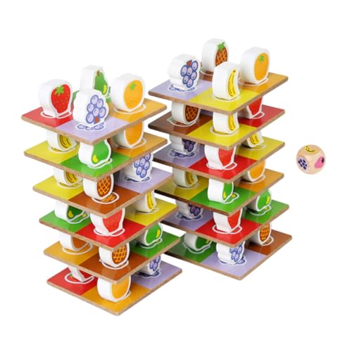 BESTonZON 1 Satz Fruchtstapel Regenbogen-Turm-Stack-Spielzeug Kinder Bauen Spielzeug Gleichgewichtsblöcke Für Kinder Lustige Stapelblöcke Stammbausteine Babyspielzeug Hölzern von BESTonZON