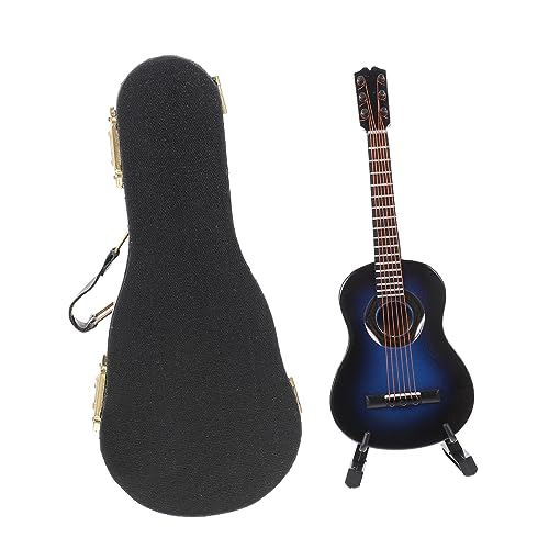 BESTonZON 1 Satz Gitarrenmodell Miniatur-elektrogitarre Gitarrenstatue Miniatur Gitarre Winziges Kinder Dekor Miniaturgitarre Für Puppenhaus Miniaturdekoration Weihnachtsdeko Holz Blue von BESTonZON