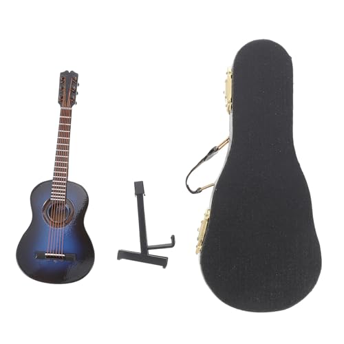 BESTonZON 1 Satz Gitarrenmodell Tischdekoration Miniatur-elektrogitarre Miniaturdekoration Desktop-Ornament Puppenhaus Gitarre Gitarrenspielzeug Für Kinder Miniatur Gitarre Blue Holz von BESTonZON