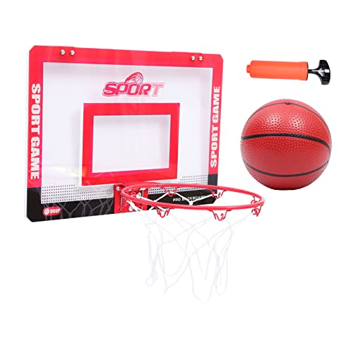 BESTonZON 1 Satz Hängende Tür Basketball Board Basketballkorb Für Kinder Mini-basketballball Spielzeug Für Kinder Basketballkorb Über Der Tür Drinnen Hängende Basketballbretter Rot PVC von BESTonZON