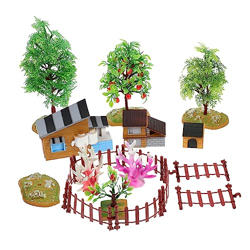 BESTonZON 1 Satz Hausbaum-Modell Mini- Mini-obstbaum Sandtisch Künstlicher Obstbaum Mini Hundehütte Mini-bauernhaus-Modell Simuliertes Zaunmodell Szenenmodell PVC von BESTonZON