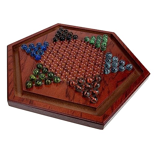 BESTonZON 1 Satz Hexagon Holz Checkers Label Halma-Brettspiel Dame-Tischspiel Chinese Chess dartscheibe Kinder kiddibuzz Desktop-chinesisches Damespiel Kinder chinesisches Dame Glas Brown von BESTonZON