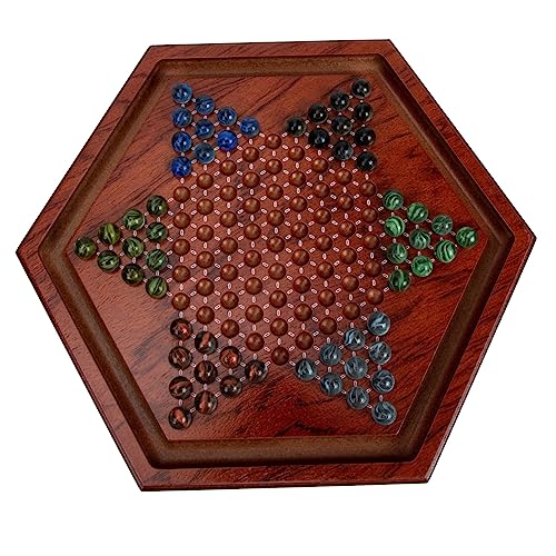 BESTonZON 1 Satz Hexagon Holz Checkers Label Partytisch-brettspiel Chinesische Strategiespiele Reisespielzeug Für Kinder Brettspiele Für Kinder Lernspielzeug Für Kinder Brown Glas von BESTonZON