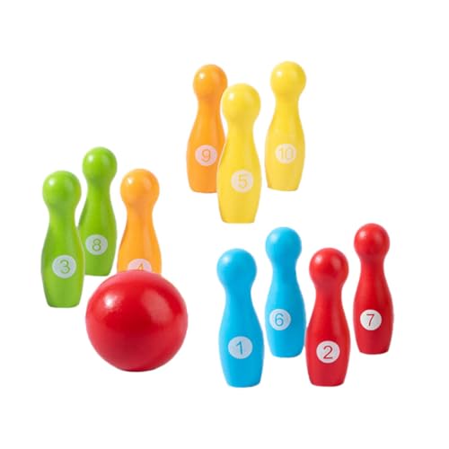 BESTonZON 1 Satz Hölzernes Zahlen-Bowling Zahlenlernspiel Lernspielzeug Für Kinder Bowling-Spielzeug Für Kinder Entwicklungsspielzeug Spielzeug Zum Sortieren Von Farben Montessori-Spielzeug von BESTonZON