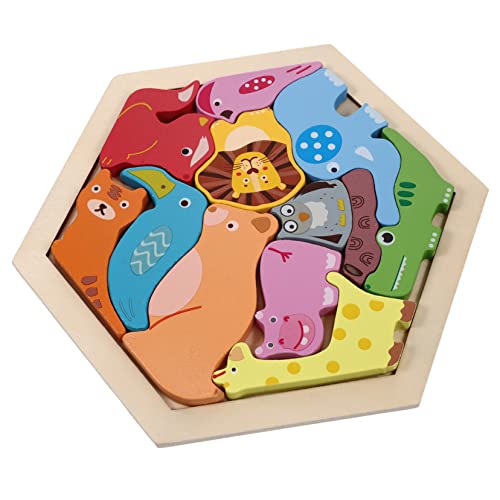 BESTonZON 1 Satz Holzblock Wald-Balance-Spielzeug Wildes Tier Babyspielzeug Kleinkindspielzeug Junge Spielzeug Lernspielzeug Für Kinder Ab 2 Jahren Tier Puzzles Karikatur Hölzern Colorful von BESTonZON