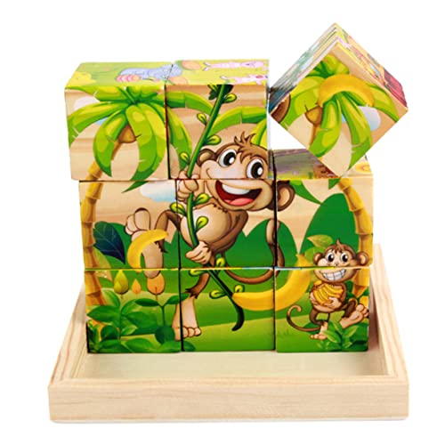 BESTonZON 1 Satz Holzpuzzle Lernspielzeug für Kinder Kinderspielzeug Kinder holzspielzeug holzbauklötze Tierpuzzle für Kinder Motorikspielzeug Puzzlebrett für Kinder Cartoon-Puzzle Bambus von BESTonZON