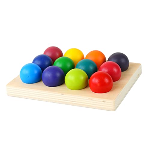 BESTonZON 1 Satz Holzspielzeug Für Die Frühe Bildung Kinderspielzeug Aus Holz Lernspielzeug Aus Holz 12 Farben Identifizieren Bunte Bausteine Regenbogenspielzeug Aus Holz Hölzern von BESTonZON