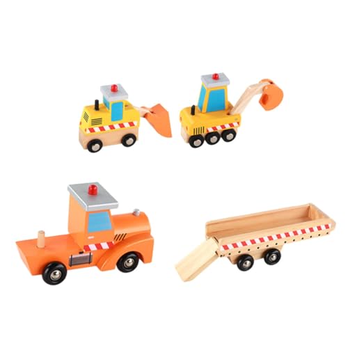 BESTonZON 1 Satz Ingenieursfahrzeug Aus Holz Für Auto Babyspielzeug Rad Behälter Flugzeug LKW Kleines Baggerspielzeug Kinderspielzeug Kleines Technisches Fahrzeug Hölzern von BESTonZON