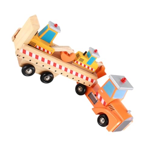 BESTonZON 1 Satz Ingenieursfahrzeug Aus Holz Für Kinder Lustiges LKW-Modell Party-Truck-Modell Lustiges Baufahrzeugmodell Engineering-LKW-Spielzeug Cartoon-konstruktionsspielzeug Hölzern von BESTonZON