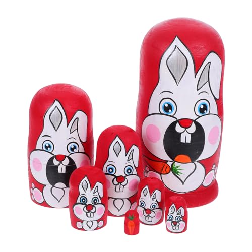 BESTonZON 1 Satz Kaninchen-nistpuppe Süße Hasenpuppen Osterhasenpuppe Russische Stapelpuppen Für Ostern-nistpuppe Osterpuppen Nussknacker Nistpuppen Russische Nistpuppen Holz von BESTonZON