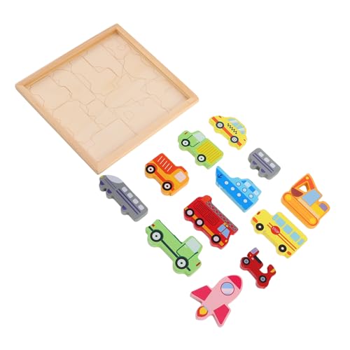 BESTonZON Frühes Lernen Pädagogisches Puzzle-Spielzeug Für Jungen Und Mädchen 5-teiliges Fahrzeug-Puzzle Aus Holz Zeichenbrett Für Kleinkinder von BESTonZON