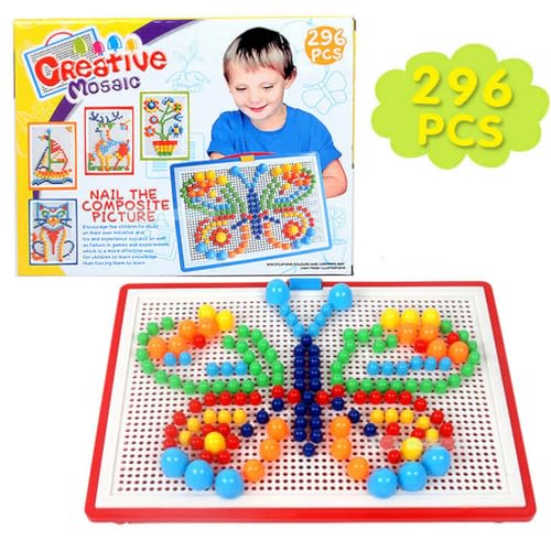 BESTonZON 1 Satz Kreatives Puzzlespielzeug Für Kinder 296-Teiliges Puzzle-Spielzeugset Mit Pilznägeln Kreatives Steckbrett Für Kinder Pädagogisches Kunst- Und Bastelspiel DIY-Bausteine von BESTonZON