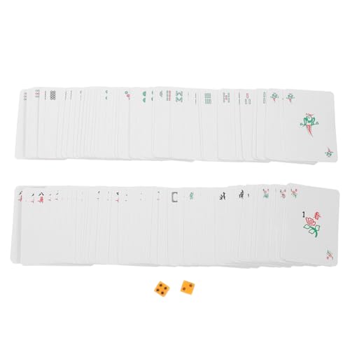 BESTonZON 1 Satz Mahjong-Poker Pokertisch automatische Karte Jetons Spielkarten Kartendeck Mahjong-Karten Chinesisches Kartenspiel Reise-Tischspiel Mahjong-Karte Spielversorgung Papier Weiß von BESTonZON