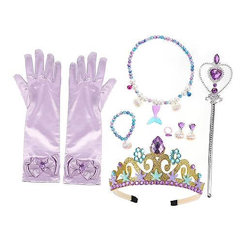 BESTonZON 1 Satz Meerjungfrau Dekoration Cosplay Prinzessin Zauberstab Meerjungfrau Prinzessin Kostüm kinder geburtstagsdeko kindergeburtstag deko Meerjungfrau Armband Ring Kinder Halskette von BESTonZON