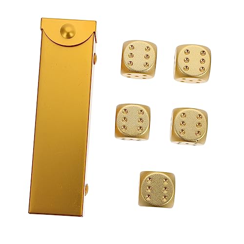 BESTonZON 1 Satz Metallwürfel bastelzeug The Craft dice Set Fun Toy Dekoration Party Würfel Fall Spieltisch Ort Würfelspiel Requisite kleine Würfelstütze Aluminiumlegierung Golden von BESTonZON