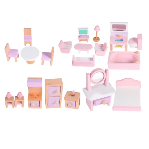 BESTonZON 1 Satz Mini-Hausmöbel Mini-Puppenhausmöbel Miniatur-Puppenhauszubehör Miniaturmöbel Spielzeug für Kinder kinderspielzeug Puppenhausmöbel aus Holz Mini- Holzmöbel Bambus Rosa von BESTonZON