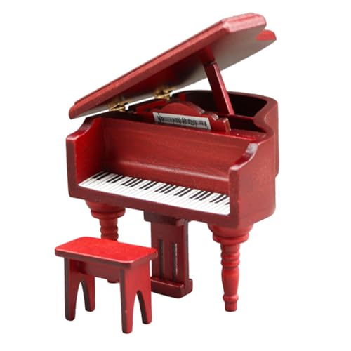 BESTonZON 1 Satz Mini-Klavier Miniklavier Für Puppenhaus Miniatur-klaviermodell Mini-Piano-Modell Puppenhausklavier Puppenhaus-miniaturklavier Holz Rot von BESTonZON