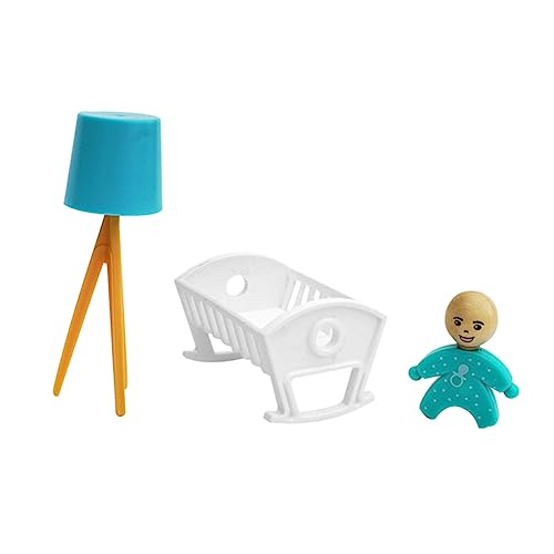 BESTonZON 1 Satz Mini- -Ornamente Babybett Modell Kinderzimmerdekoration Spielzeug Für Babypuppen Babypuppenbetten Babyzubehör -Jungen-krippe Kleinkindspielzeug Stehlampe Plastik Weiß von BESTonZON