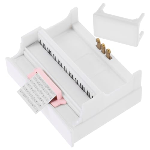 BESTonZON 1 Satz Mini-Piano-Modell Puppenhaus Klavier Spielzeuge Miniatur-Musikinstrument Miniatur-hockermodell Mini-hausschmuck Mini-hausdekoration Mini-Instrument Mini- -dekor Weiß Abs von BESTonZON