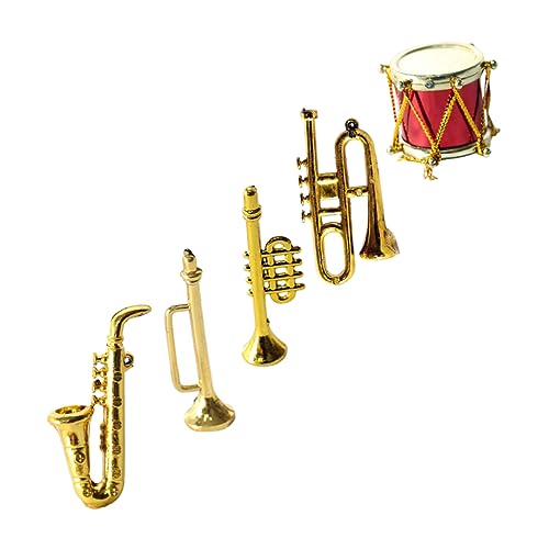 BESTonZON 1 Satz Mini-Saxophon -Musikinstrumente Miniaturfiguren Musikalisches musikspielzeug Musikalisches Zubehör Mini-Musikinstrument Mini-Instrument Plastik Golden von BESTonZON