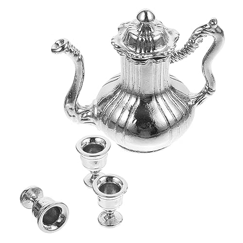 BESTonZON 1 Satz Mini-teetasse Mini-hausdekoration Mini-küchenzubehör Puppenhaus Teetasse Zubehör Für Puppenhäuser Küche Spielset Mini-tassen Mini- Miniatur-Dinge Silver Metall von BESTonZON